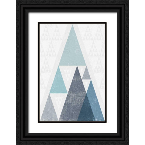 Mod Triangles III Blue Black Ornate Wood Framed Art Print with Double Matting by Mullan, Michael