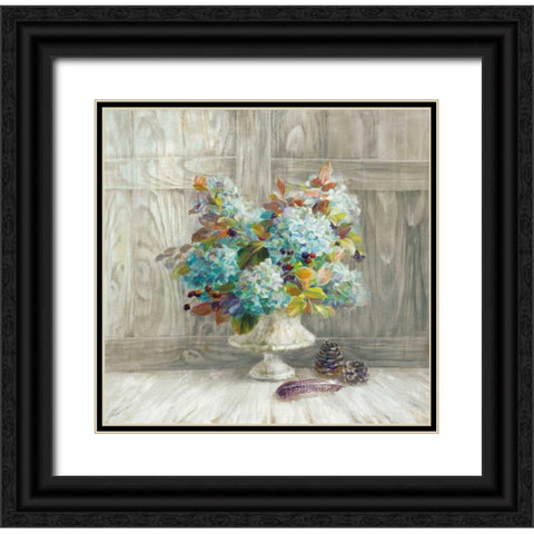 Rustic Florals Black Ornate Wood Framed Art Print with Double Matting by Nai, Danhui