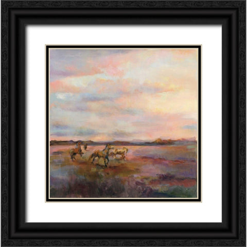 Mustangs Under Big Sky Black Ornate Wood Framed Art Print with Double Matting by Hageman, Marilyn