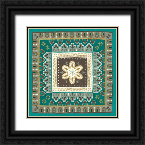 Cool Feathers Tiles II Black Ornate Wood Framed Art Print with Double Matting by Charron, Veronique