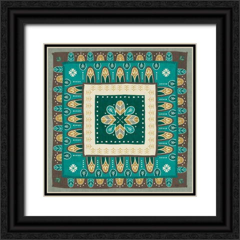 Cool Feathers Tiles III Black Ornate Wood Framed Art Print with Double Matting by Charron, Veronique