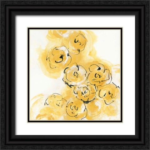 Yellow Roses Anew II v.2 Black Ornate Wood Framed Art Print with Double Matting by Paschke, Chris