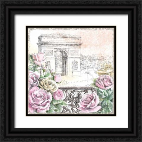 Paris Roses V Black Ornate Wood Framed Art Print with Double Matting by Grove, Beth