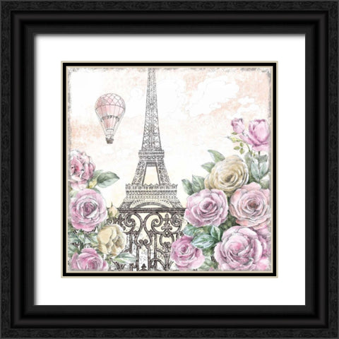 Paris Roses VI Black Ornate Wood Framed Art Print with Double Matting by Grove, Beth
