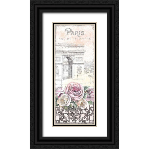 Paris Roses Panel VII Black Ornate Wood Framed Art Print with Double Matting by Grove, Beth