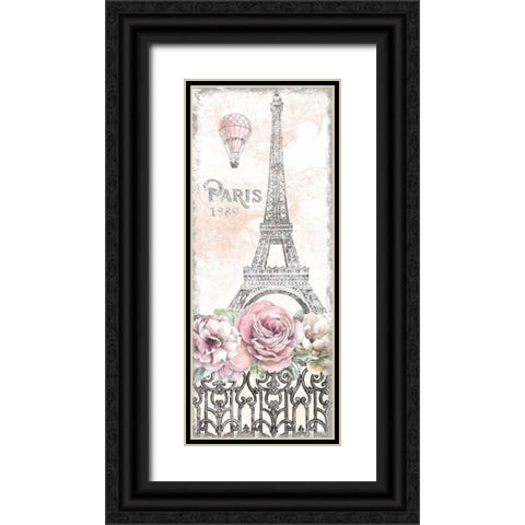 Paris Roses Panel VIII Black Ornate Wood Framed Art Print with Double Matting by Grove, Beth