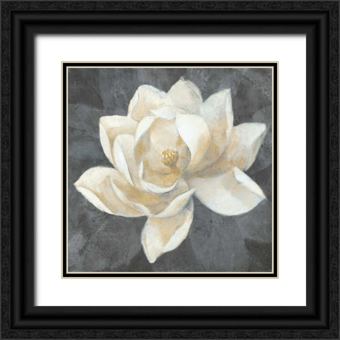 Majestic Magnolia Neutral Sq Black Ornate Wood Framed Art Print with Double Matting by Hristova, Albena