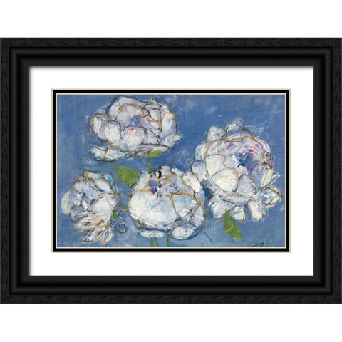 Vase of Peonies Crop Black Ornate Wood Framed Art Print with Double Matting by Day, Kellie