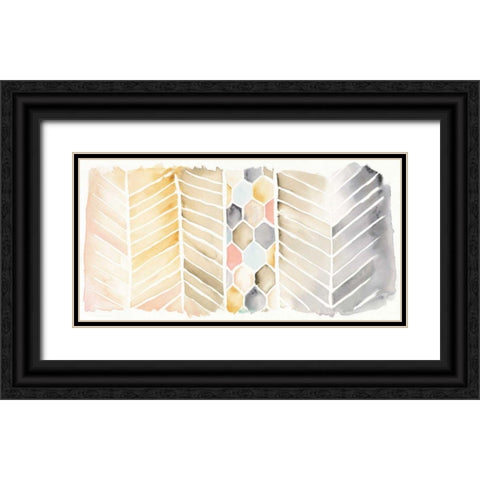 Watercolor Chevron Black Ornate Wood Framed Art Print with Double Matting by DeNeige, Elyse