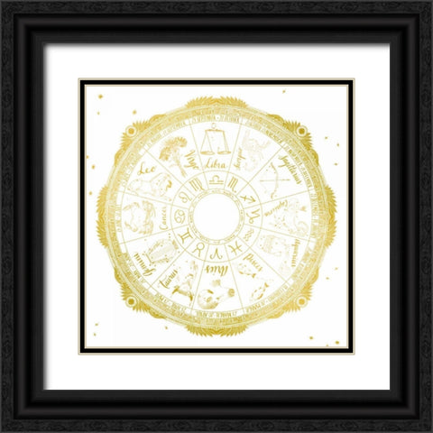 Night Sky Zodiac White and Gold Black Ornate Wood Framed Art Print with Double Matting by Miller, Sara Zieve