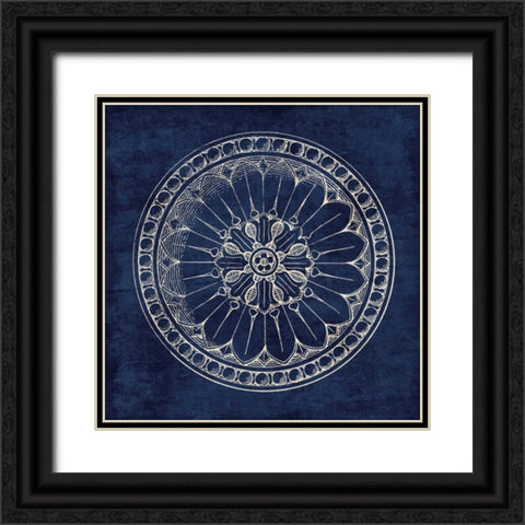 Rosette I Indigo Black Ornate Wood Framed Art Print with Double Matting by Wild Apple Portfolio