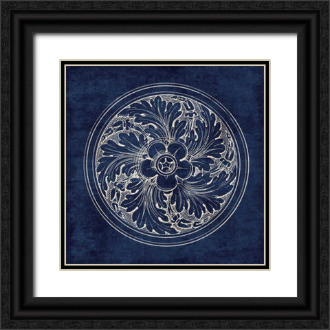 Rosette II Indigo Black Ornate Wood Framed Art Print with Double Matting by Wild Apple Portfolio