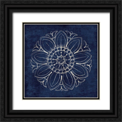 Rosette VII Indigo Black Ornate Wood Framed Art Print with Double Matting by Wild Apple Portfolio