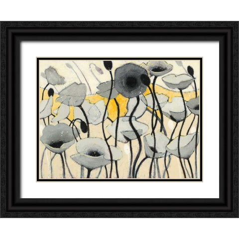 Snow Day Gray Flower Black Ornate Wood Framed Art Print with Double Matting by Novak, Shirley