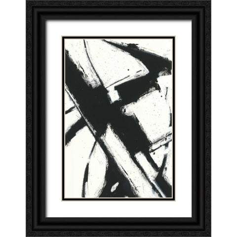 Expression Abstract I White Black Ornate Wood Framed Art Print with Double Matting by Novak, Shirley