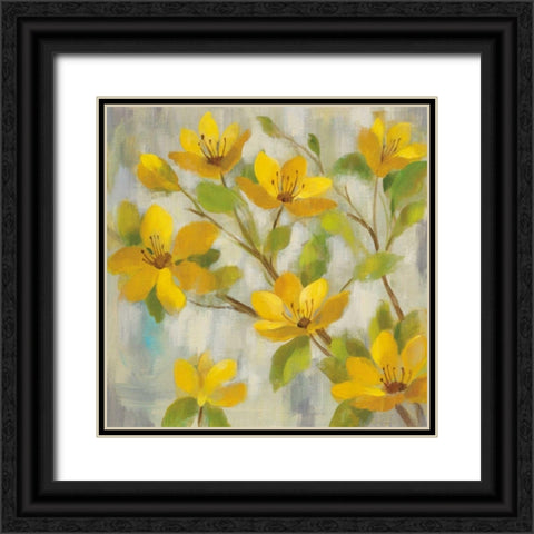 Golden Bloom I Black Ornate Wood Framed Art Print with Double Matting by Vassileva, Silvia