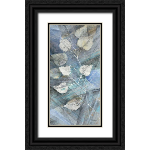 Silver Leaves I Black Ornate Wood Framed Art Print with Double Matting by Albena, Hristova
