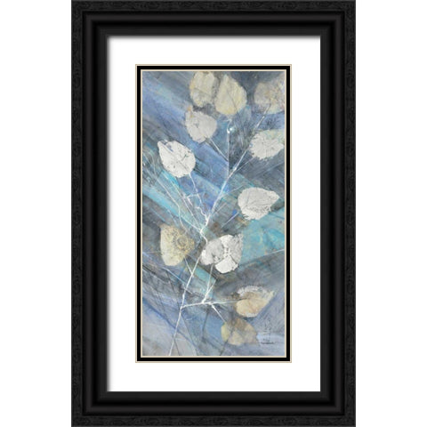 Silver Leaves II Black Ornate Wood Framed Art Print with Double Matting by Albena, Hristova