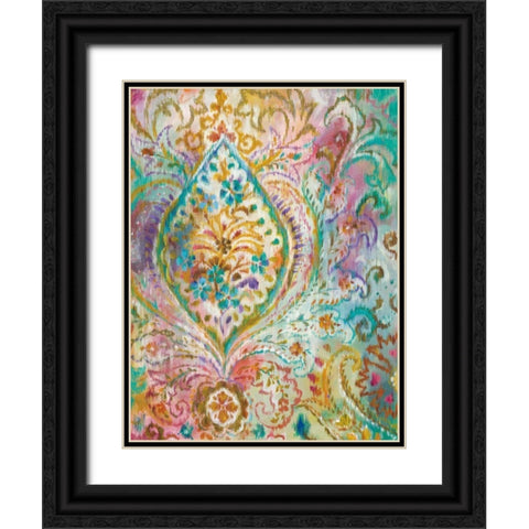 Boho Paisley II Black Ornate Wood Framed Art Print with Double Matting by Nai, Danhui