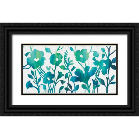 Teal Trio I on White Black Ornate Wood Framed Art Print with Double Matting by Vassileva, Silvia