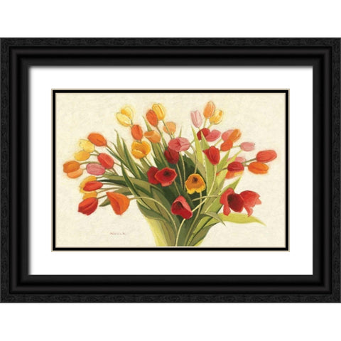 Spring Tulips Black Ornate Wood Framed Art Print with Double Matting by Novak, Shirley
