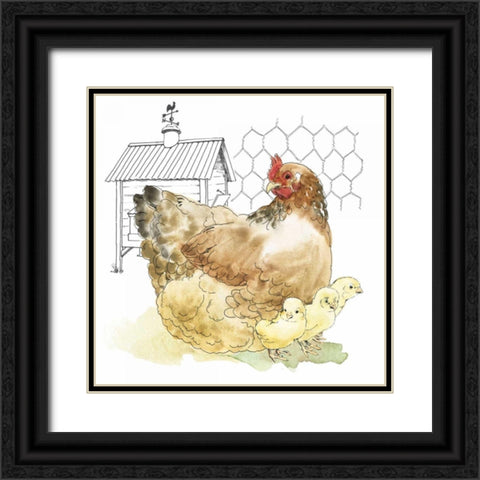 Fun at the Coop I Black Ornate Wood Framed Art Print with Double Matting by Grove, Beth