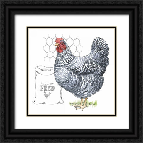 Fun at the Coop III v2 Black Ornate Wood Framed Art Print with Double Matting by Grove, Beth