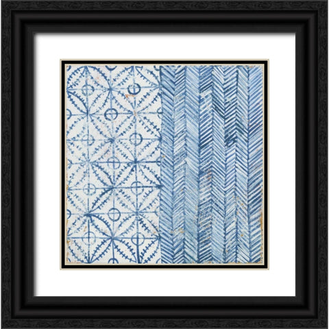 Maki Tile VII Black Ornate Wood Framed Art Print with Double Matting by Lovell, Kathrine