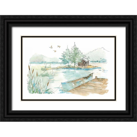 Lakehouse II on White Black Ornate Wood Framed Art Print with Double Matting by Tavoletti, Anne