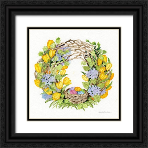 Spring Wreath II Black Ornate Wood Framed Art Print with Double Matting by McKenna, Kathleen Parr