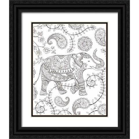 Color My World Elephant III crop Black Ornate Wood Framed Art Print with Double Matting by Daphne, Brissonnet
