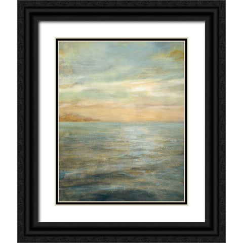 Serene Sea II Black Ornate Wood Framed Art Print with Double Matting by Nai, Danhui