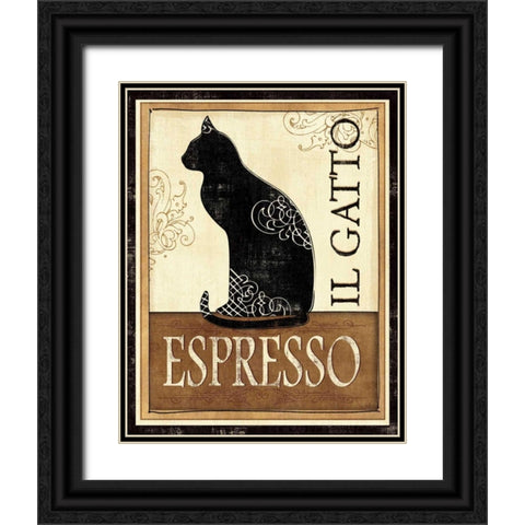 Il Gatto Black Ornate Wood Framed Art Print with Double Matting by Charron, Veronique