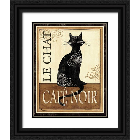 Le Chat Black Ornate Wood Framed Art Print with Double Matting by Charron, Veronique