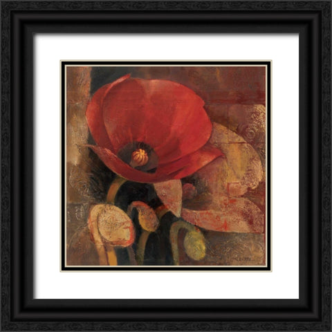 Poppy Reflection Black Ornate Wood Framed Art Print with Double Matting by Hristova, Albena