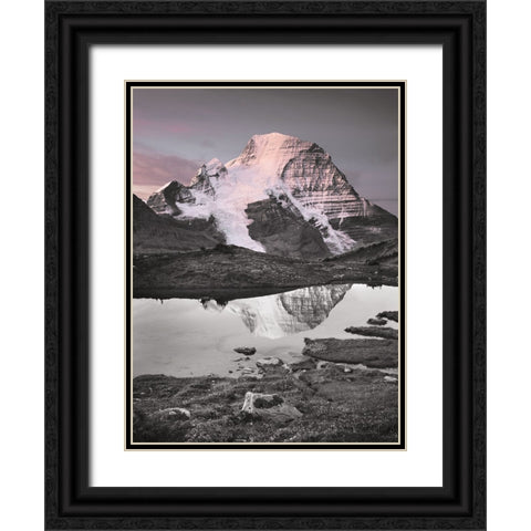 Mount Robson BW with Color Black Ornate Wood Framed Art Print with Double Matting by Majchrowicz, Alan