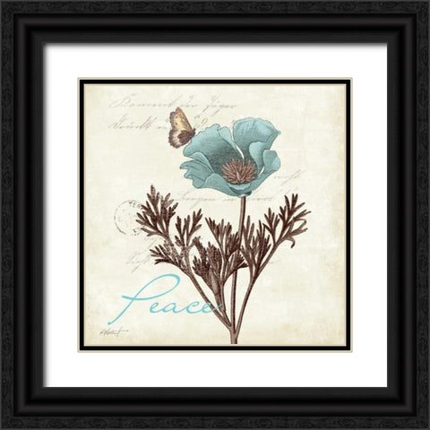 Touch of Blue I - Peace Black Ornate Wood Framed Art Print with Double Matting by Pertiet, Katie