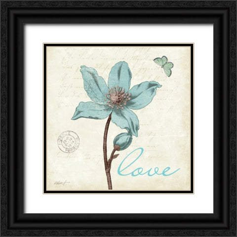 Touch of Blue IV - Love Black Ornate Wood Framed Art Print with Double Matting by Pertiet, Katie