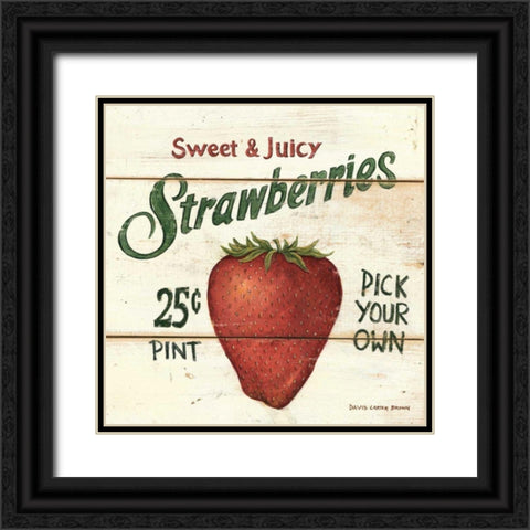 Sweet and Juicy Strawberries Black Ornate Wood Framed Art Print with Double Matting by Brown, David Carter