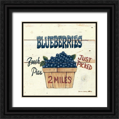 Blueberries Just Picked Black Ornate Wood Framed Art Print with Double Matting by Brown, David Carter