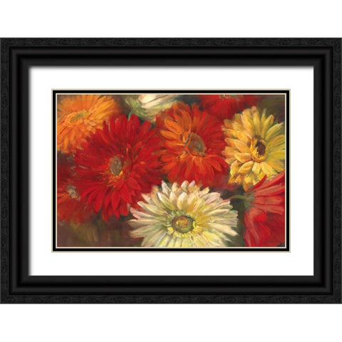 Gerberas Black Ornate Wood Framed Art Print with Double Matting by Rowan, Carol
