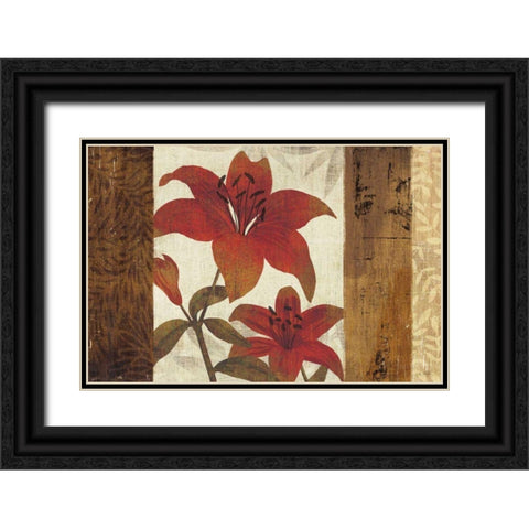 Floral Harmony I Black Ornate Wood Framed Art Print with Double Matting by Mullan, Michael