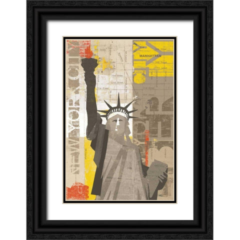 Liberty Black Ornate Wood Framed Art Print with Double Matting by Mullan, Michael