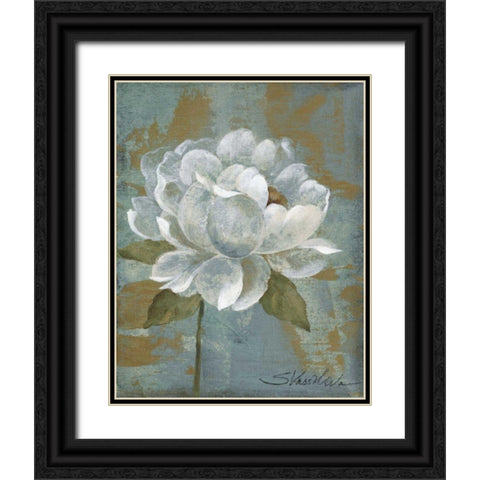 Peony TIle I - Wag Black Ornate Wood Framed Art Print with Double Matting by Vassileva, Silvia