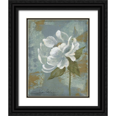 Peony Tile II - Wag Black Ornate Wood Framed Art Print with Double Matting by Vassileva, Silvia