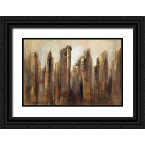 Flatiron Skyline Black Ornate Wood Framed Art Print with Double Matting by Vassileva, Silvia
