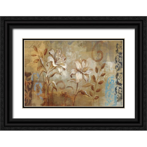 Flowers on Silver I WAG Black Ornate Wood Framed Art Print with Double Matting by Vassileva, Silvia