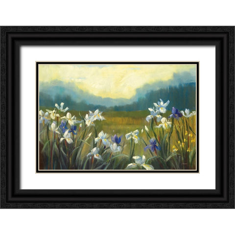 Wild Iris Black Ornate Wood Framed Art Print with Double Matting by Rowan, Carol