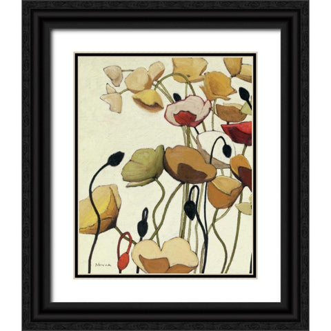 Pavots Ondule I Black Ornate Wood Framed Art Print with Double Matting by Novak, Shirley