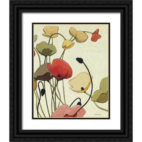 Pavots Ondule II Black Ornate Wood Framed Art Print with Double Matting by Novak, Shirley